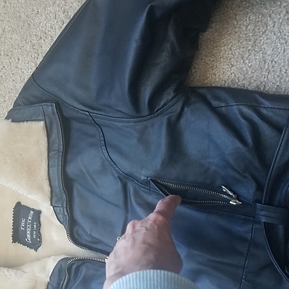 The Connection New York Genuine Leather Jacket, Faux Fur Lined, Size Small - Picture 6 of 10